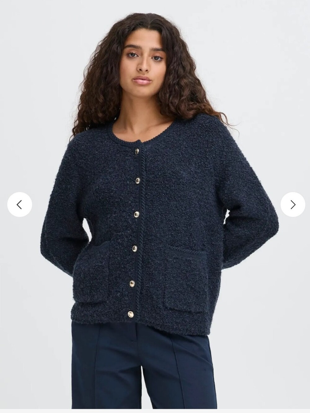 NWT ICHI Ihvalmai Knit Jacket Vest Textured Deep Navy Blue Medium